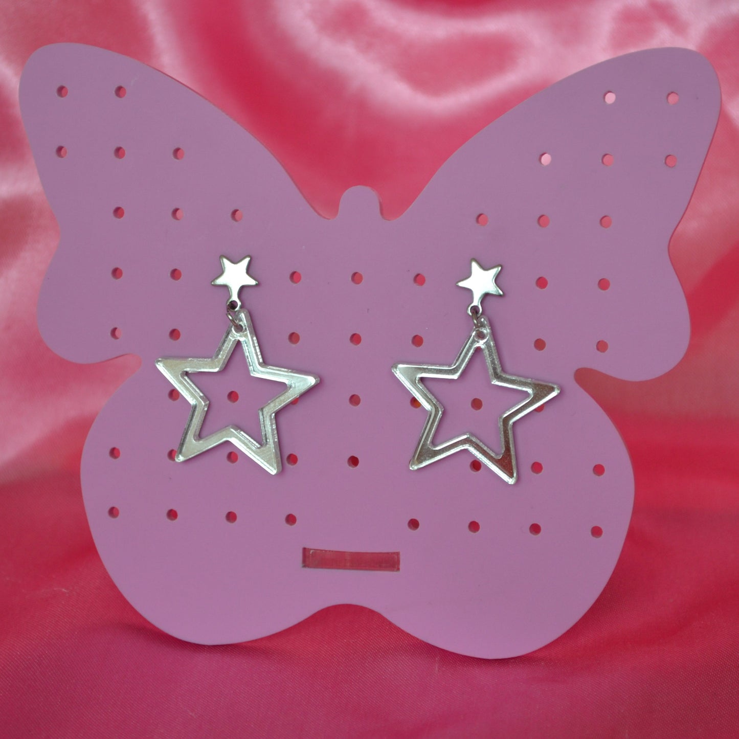 Mirror Acrylic Star Dangle Drop Earrings