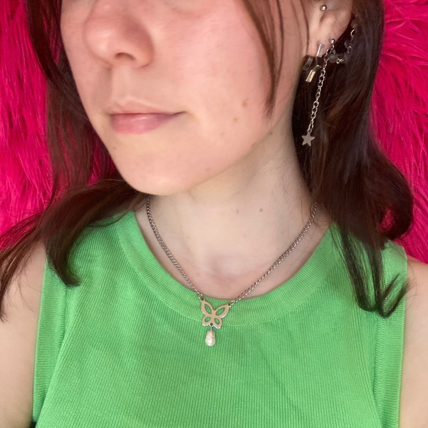 Butterfly Freshwater Pearl Chain Necklace