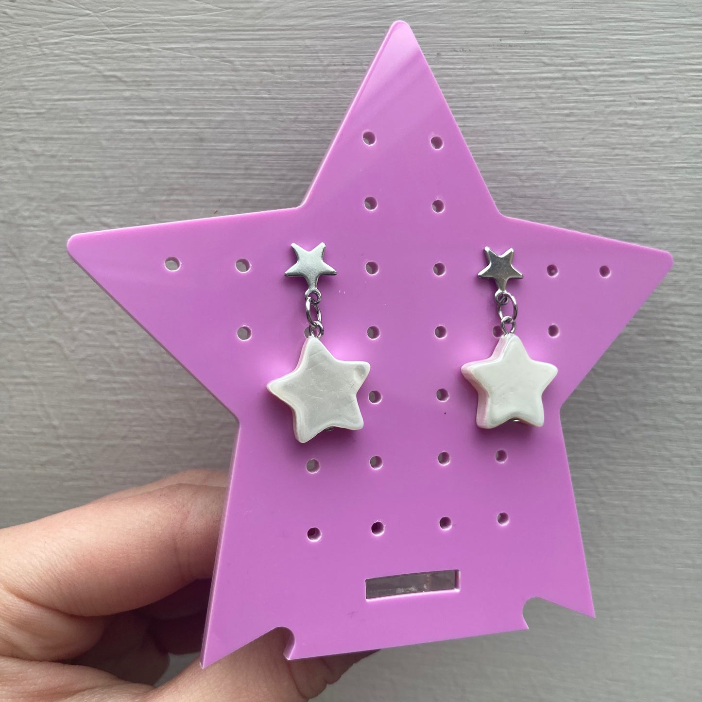 Double Star Freshwater Shell Dangle Drop Earrings