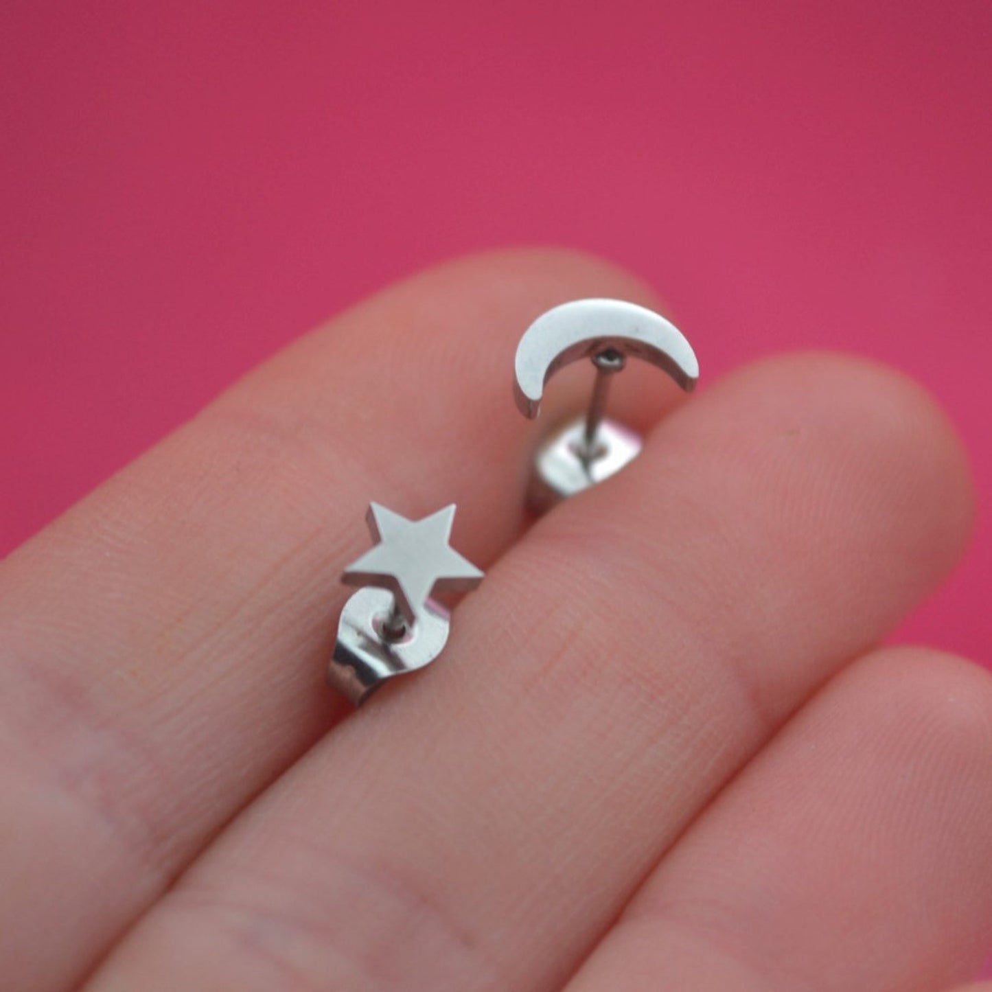 Star and Moon Mismatched Studs