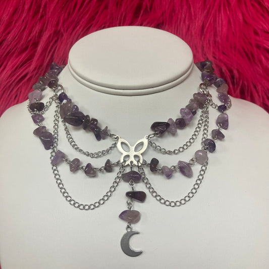 Amethyst Butterfly Chain Necklace