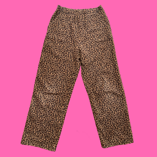 Dark Leopard Print Polar Fleece Bottoms