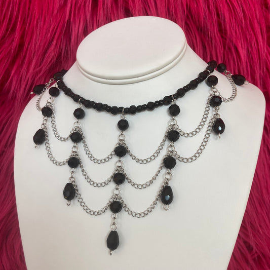 Black Glass Victorian Era Necklace