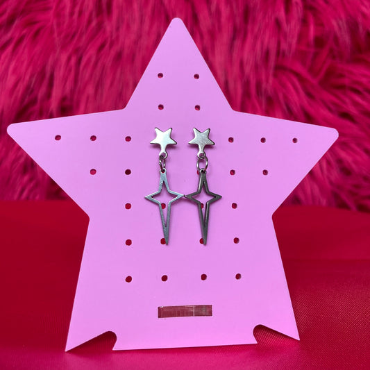 Polaris Double Star Dandle Drop Earrings