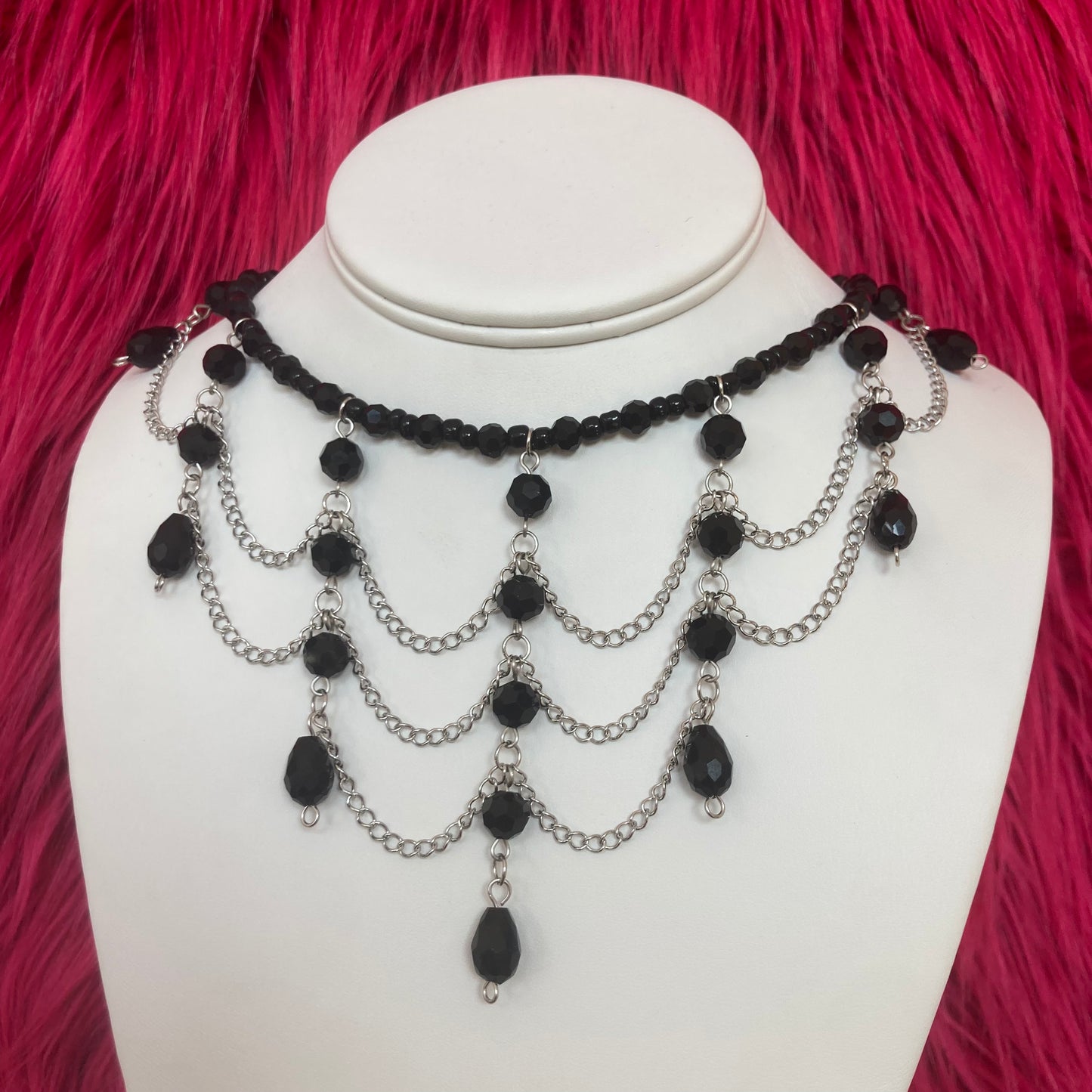 Black Glass Victorian Era Necklace